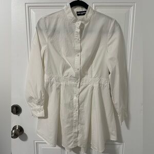 Karl Lagerfeld Paris White Cotton Button-Front Tunic Blouse Size Small NWT